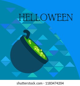 Halloween pot with potion night vector