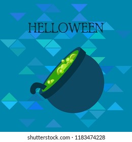 Halloween pot with potion night vector