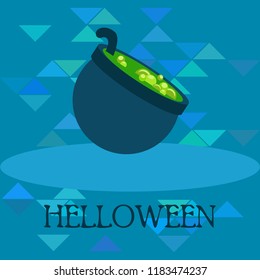 Halloween pot with potion night vector