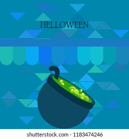 Halloween pot with potion night vector