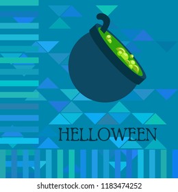 Halloween pot with potion night vector