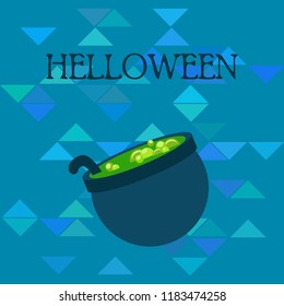 Halloween pot with potion night vector