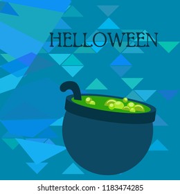 Halloween pot with potion night vector