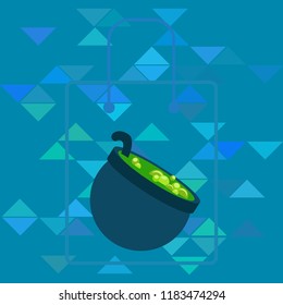 Halloween pot with potion night vector