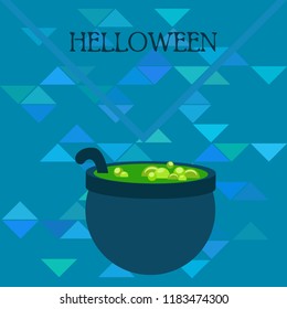 Halloween pot with potion night vector