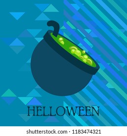 Halloween pot with potion night vector