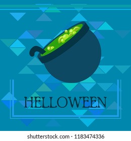 Halloween pot with potion night vector