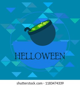 Halloween pot with potion night vector