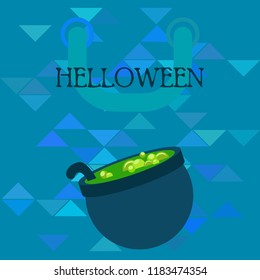 Halloween pot with potion night vector