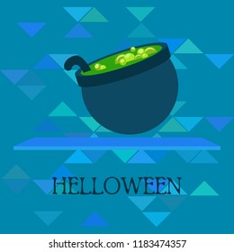 Halloween pot with potion night vector