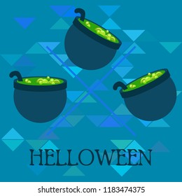 Halloween pot with potion night vector