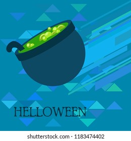 Halloween pot with potion night vector