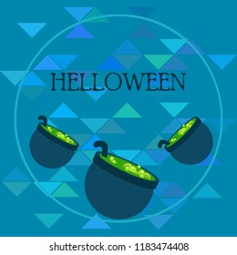Halloween pot with potion night vector