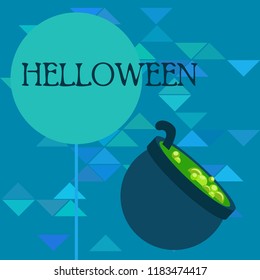 Halloween pot with potion night vector