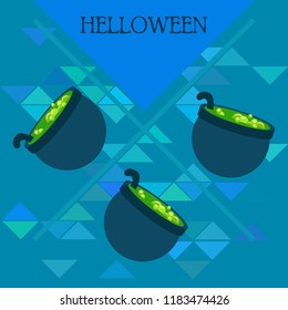 Halloween pot with potion night vector