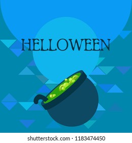 Halloween pot with potion night vector