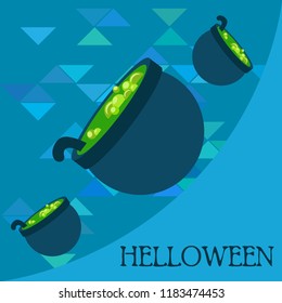 Halloween pot with potion night vector