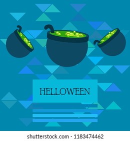 Halloween pot with potion night vector