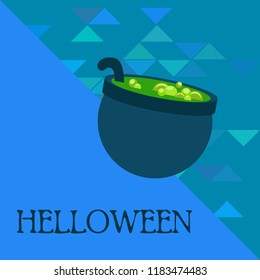 Halloween pot with potion night vector