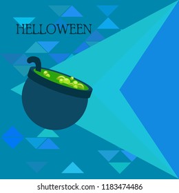 Halloween pot with potion night vector
