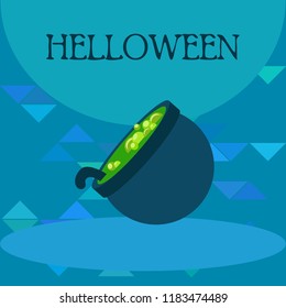 Halloween pot with potion night vector