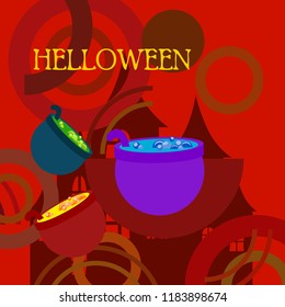 Halloween pot with potion night vector