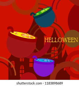 Halloween pot with potion night vector