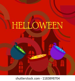 Halloween pot with potion night vector