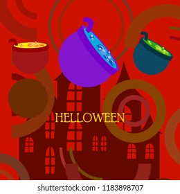 Halloween pot with potion night vector