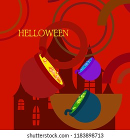 Halloween pot with potion night vector
