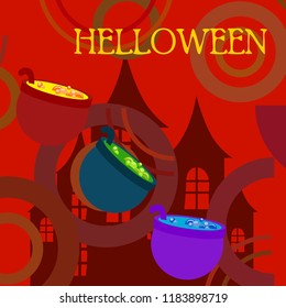 Halloween pot with potion night vector