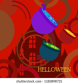 Halloween pot with potion night vector