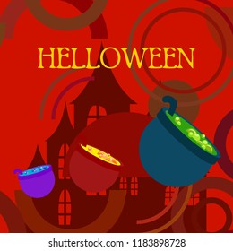 Halloween pot with potion night vector