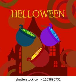 Halloween pot with potion night vector