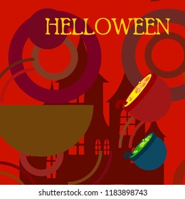 Halloween pot with potion night vector
