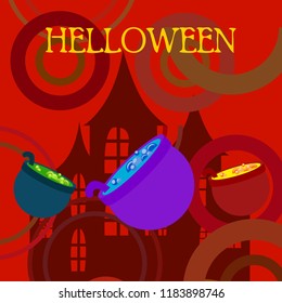 Halloween pot with potion night vector