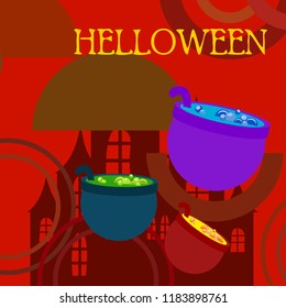 Halloween pot with potion night vector