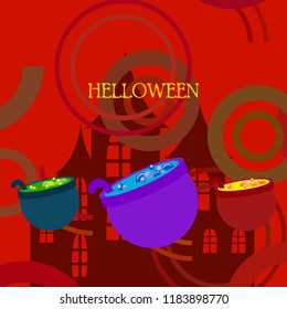 Halloween pot with potion night vector