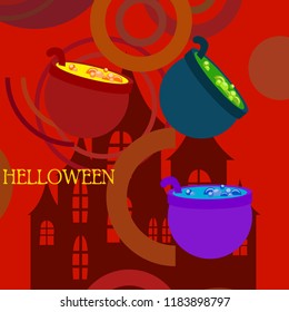 Halloween pot with potion night vector
