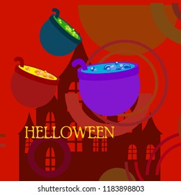 Halloween pot with potion night vector