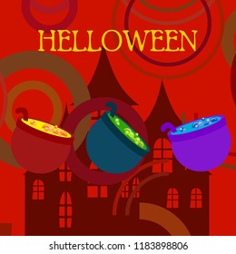 Halloween pot with potion night vector