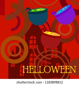 Halloween pot with potion night vector