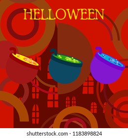 Halloween pot with potion night vector
