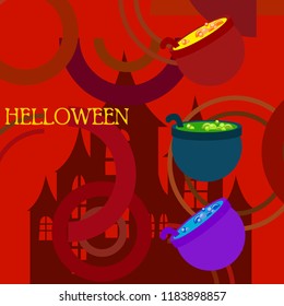 Halloween pot with potion night vector