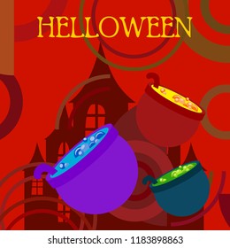 Halloween pot with potion night vector