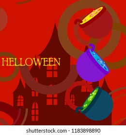 Halloween pot with potion night vector
