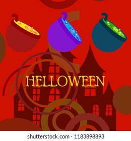 Halloween pot with potion night vector