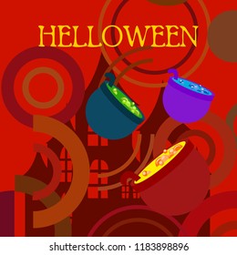 Halloween pot with potion night vector