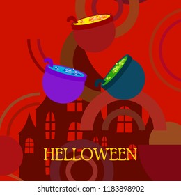 Halloween pot with potion night vector
