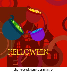 Halloween pot with potion night vector